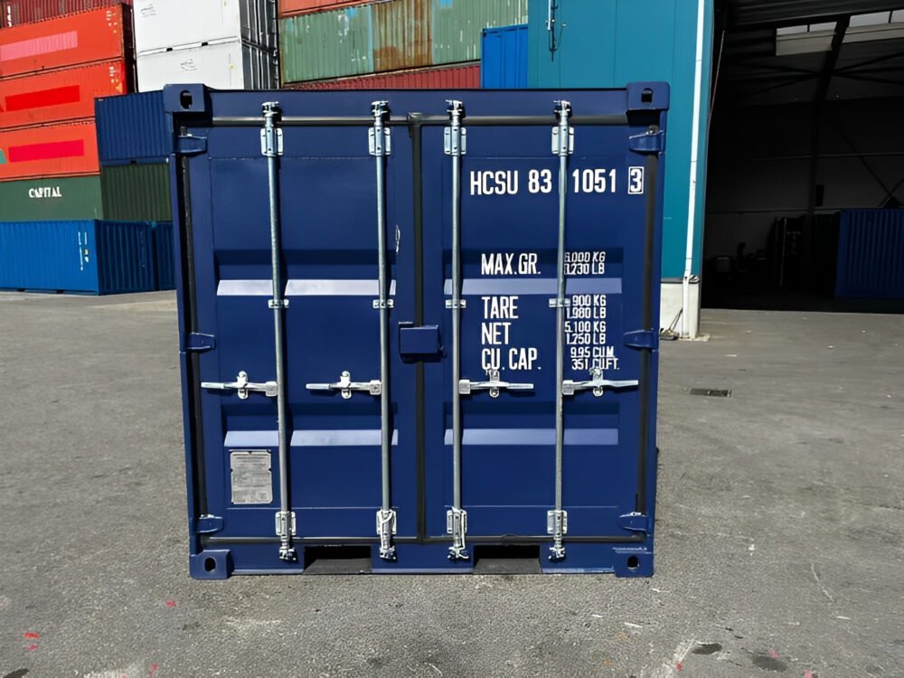 Contenedor de envío desechable de 8 pies, azul - Imagen 2