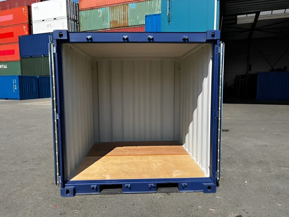 Contenedor de envío desechable de 8 pies, azul - Imagen 3