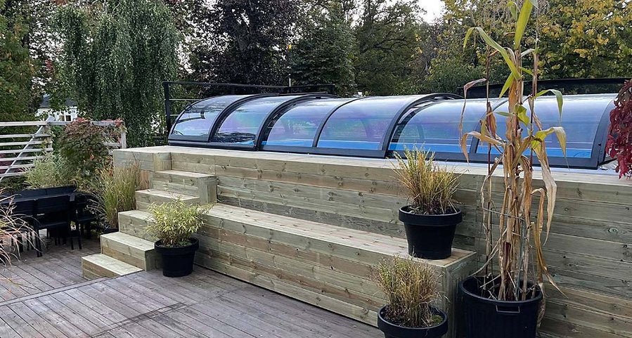 Piscina contenedor 6,11 x 2,5m lista para usar con techo, pack premium - Imagen 5