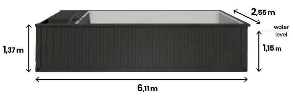 Piscina contenedor 6,11 x 2,5m lista para usar con techo, pack premium - Imagen 2