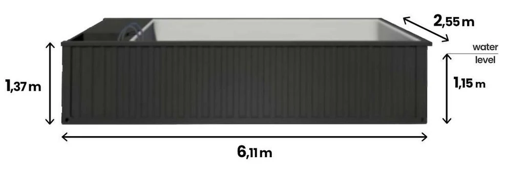 Piscina contenedor 6,2mx 2,5m lista para usar, paquete confort - Imagen 2